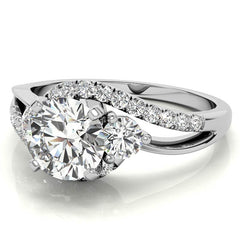 Round Brilliant Moissanite Split Shank Bypass Engagement Ring