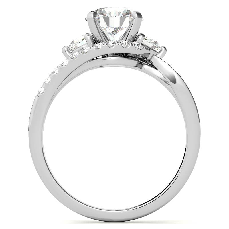 Round Brilliant Moissanite Split Shank Bypass Engagement Ring