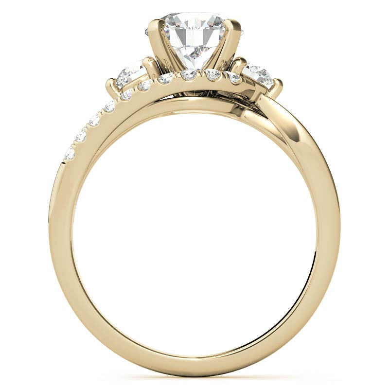 Round Brilliant Moissanite Split Shank Bypass Engagement Ring