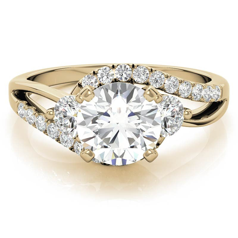 Round Brilliant Moissanite Split Shank Bypass Engagement Ring
