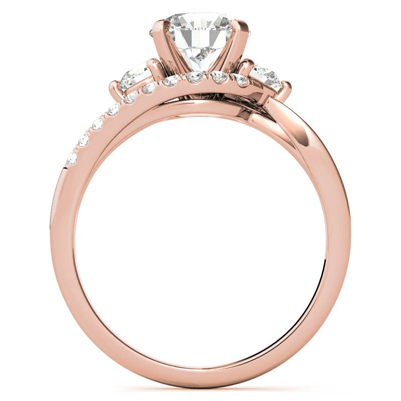 Round Brilliant Moissanite Split Shank Bypass Engagement Ring