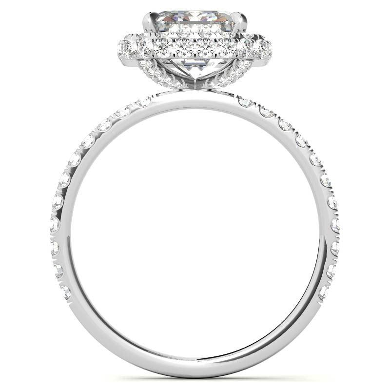 Emerald / Radiant Moissanite Petite Encircled Halo Engagement Ring