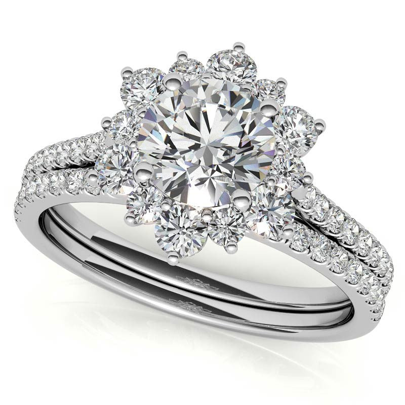 Round Brilliant Moissanite Snowflake Halo Engagement Ring