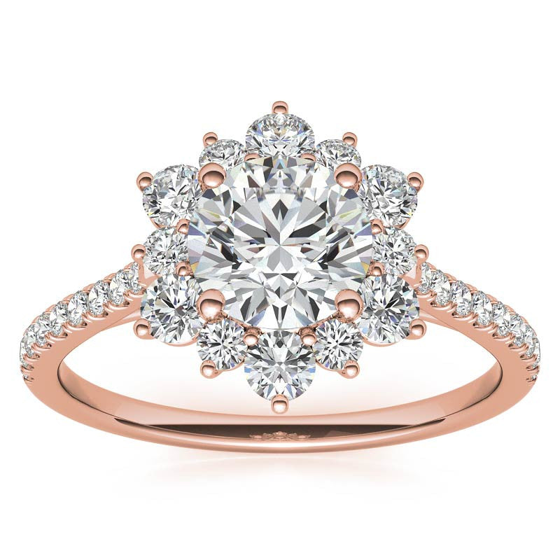 Round Brilliant Moissanite Snowflake Halo Engagement Ring