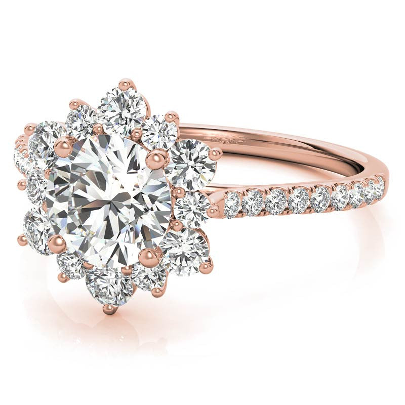Round Brilliant Moissanite Snowflake Halo Engagement Ring