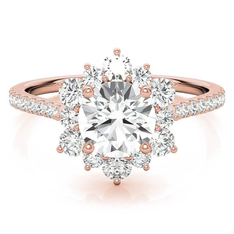 Round Brilliant Moissanite Snowflake Halo Engagement Ring