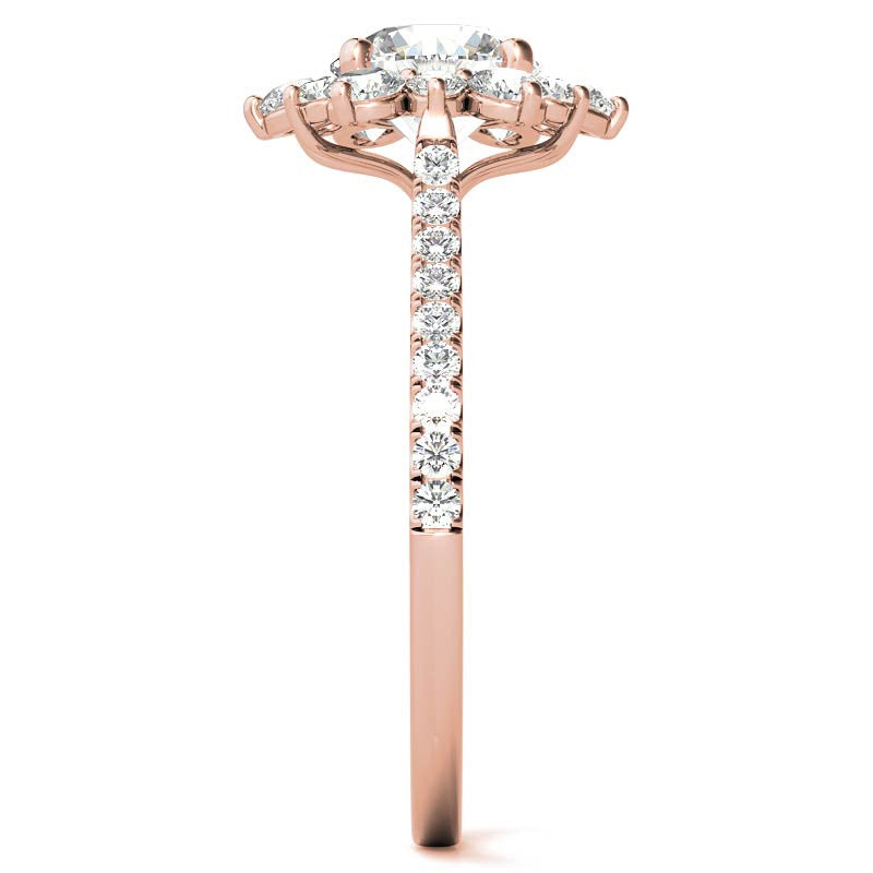 Round Brilliant Moissanite Snowflake Halo Engagement Ring