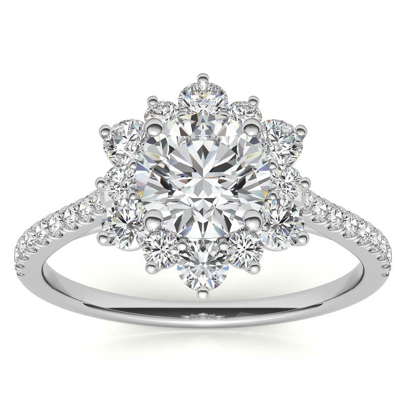 Round Brilliant Moissanite Snowflake Halo Engagement Ring