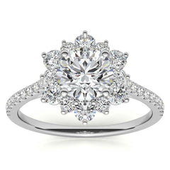 Round Brilliant Moissanite Snowflake Halo Engagement Ring
