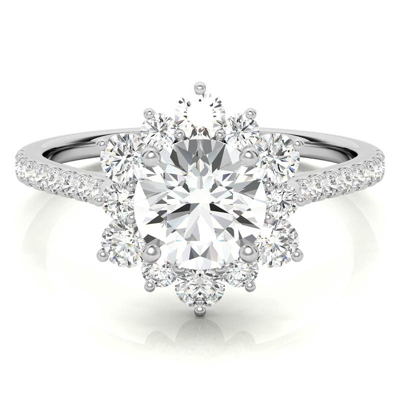 Round Brilliant Moissanite Snowflake Halo Engagement Ring