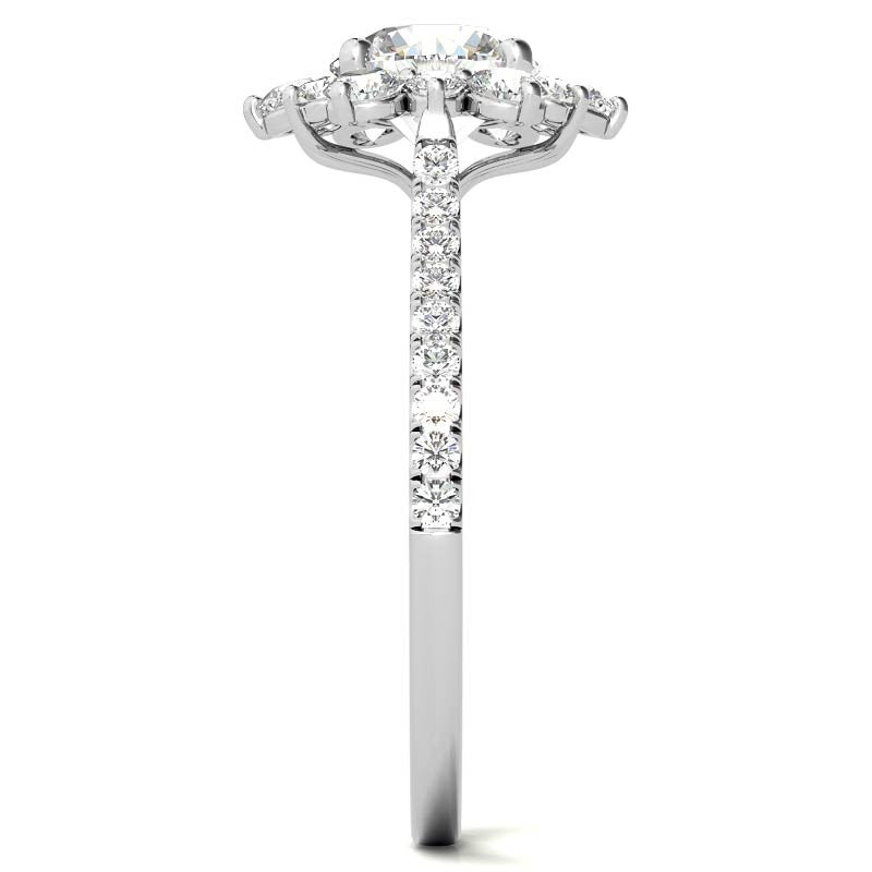 Round Brilliant Moissanite Snowflake Halo Engagement Ring