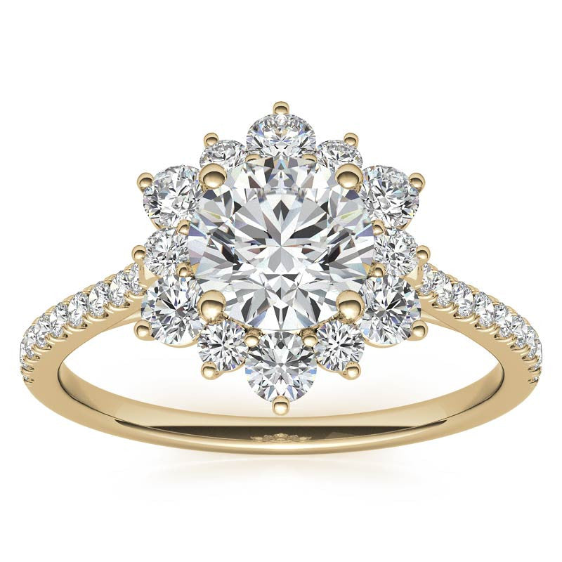 Round Brilliant Moissanite Snowflake Halo Engagement Ring