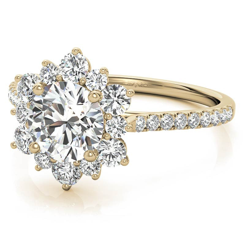 Round Brilliant Moissanite Snowflake Halo Engagement Ring