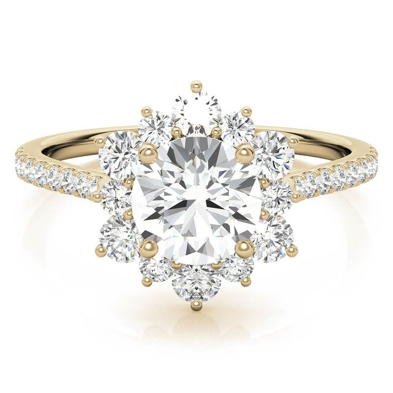 Round Brilliant Moissanite Snowflake Halo Engagement Ring