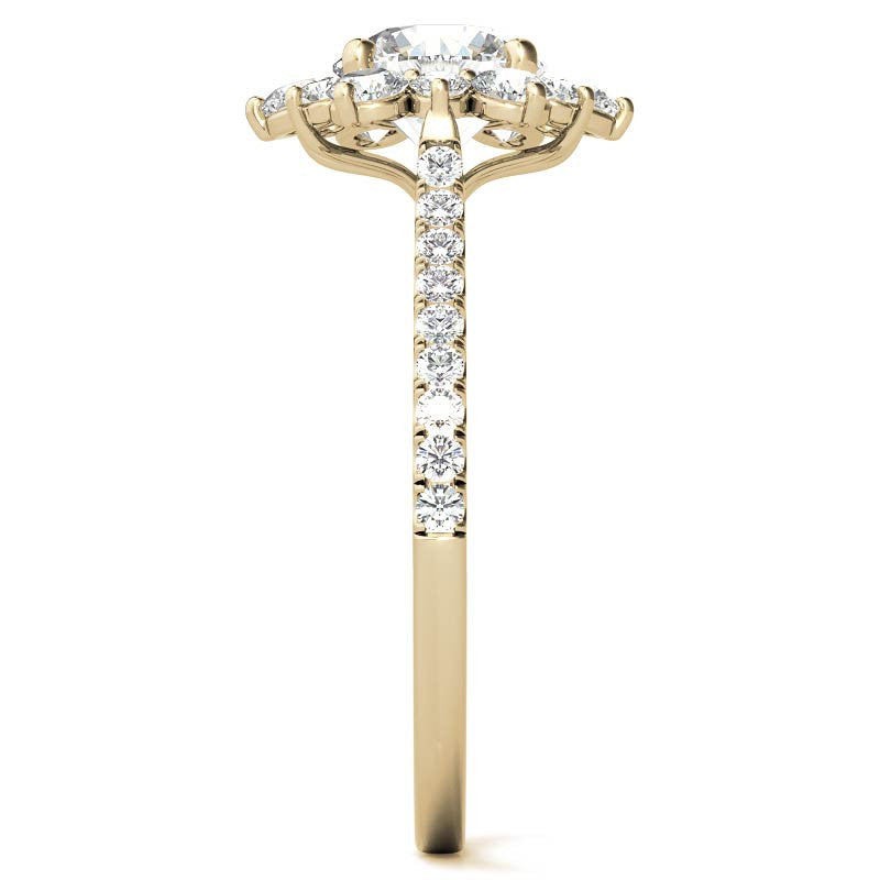 Round Brilliant Moissanite Snowflake Halo Engagement Ring