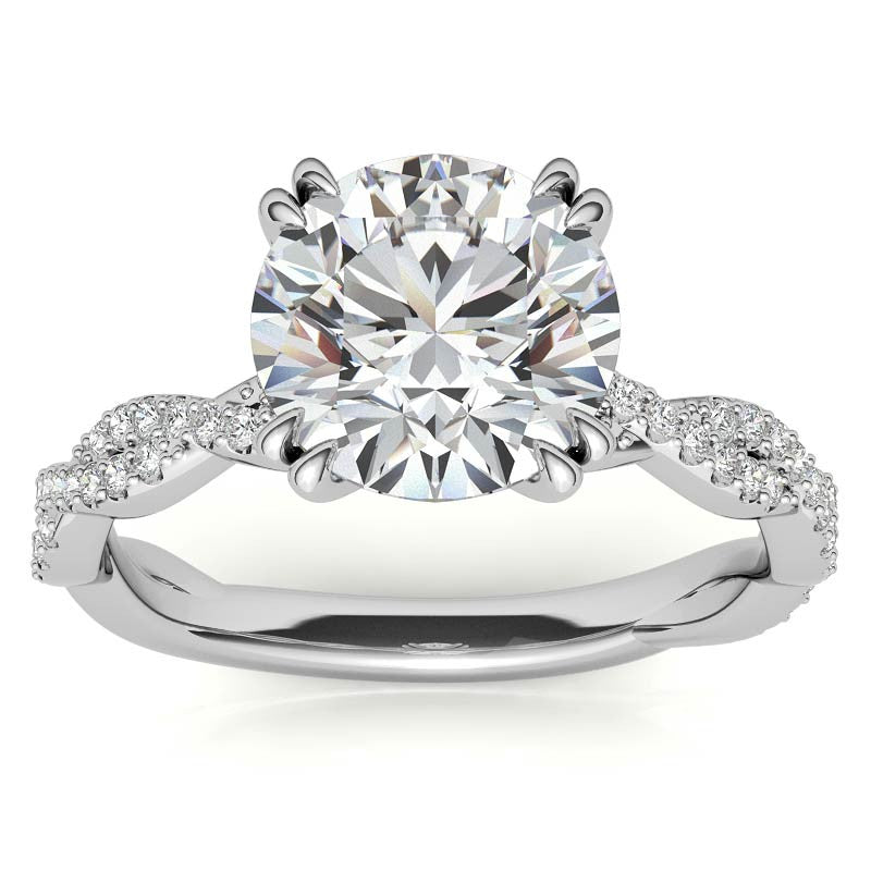 Round Brilliant Moissanite Infinity Double Prong Engagement Ring