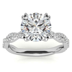 Round Brilliant Moissanite Infinity Double Prong Engagement Ring
