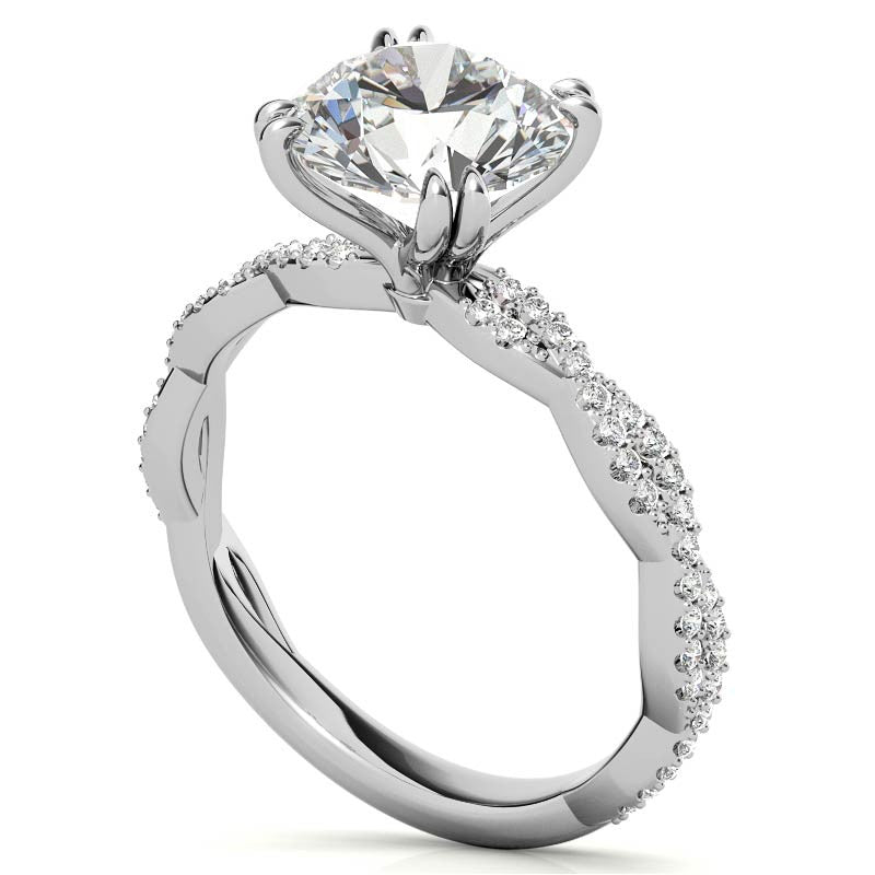 Round Brilliant Moissanite Infinity Double Prong Engagement Ring