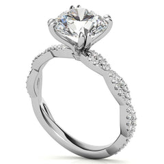 Round Brilliant Moissanite Infinity Double Prong Engagement Ring