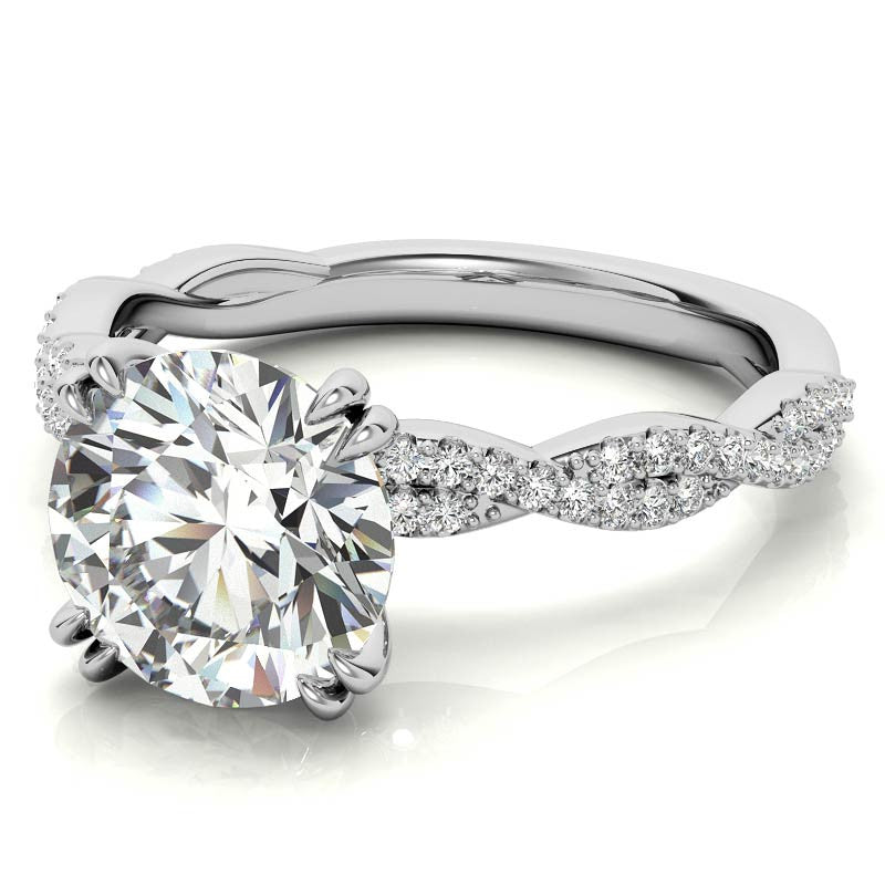 Round Brilliant Moissanite Infinity Double Prong Engagement Ring