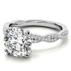 Round Brilliant Moissanite Infinity Double Prong Engagement Ring