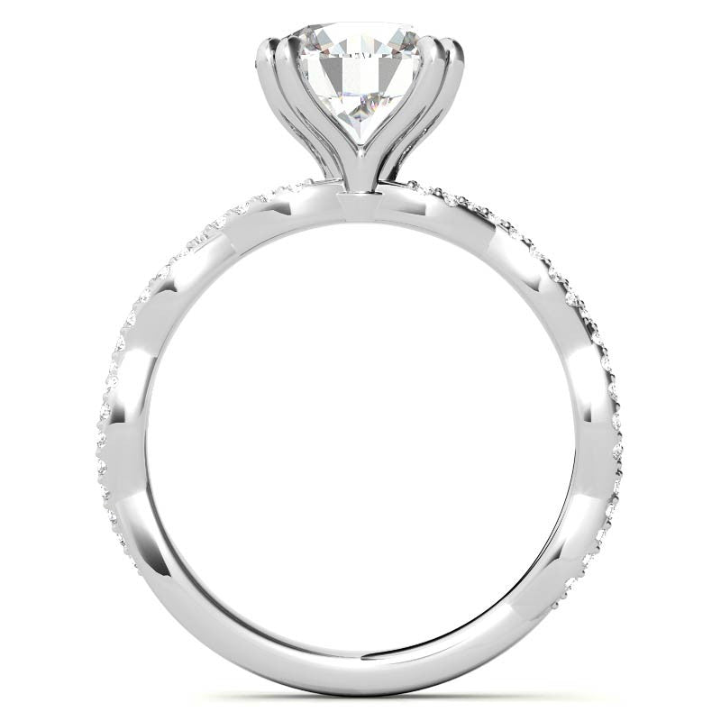 Round Brilliant Moissanite Infinity Double Prong Engagement Ring