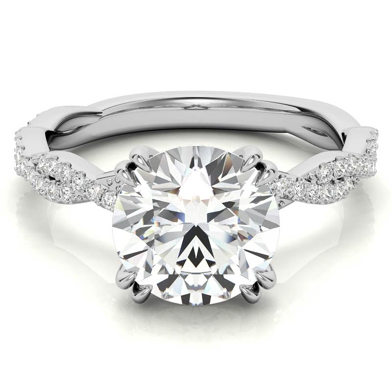 Round Brilliant Moissanite Infinity Double Prong Engagement Ring