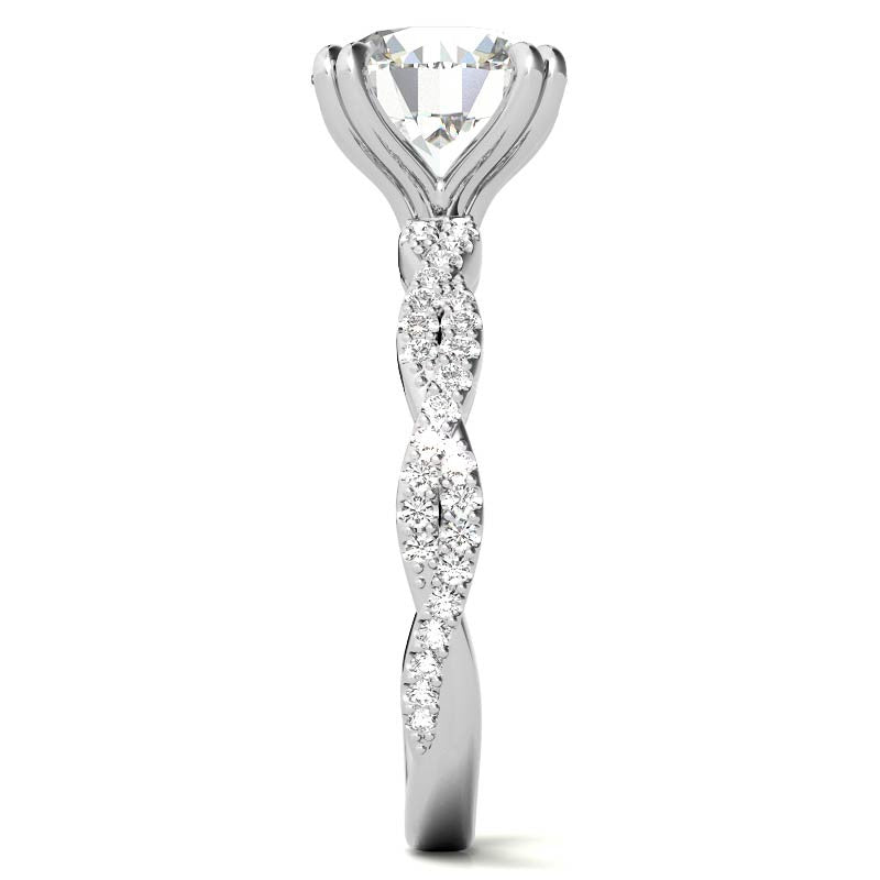 Round Brilliant Moissanite Infinity Double Prong Engagement Ring