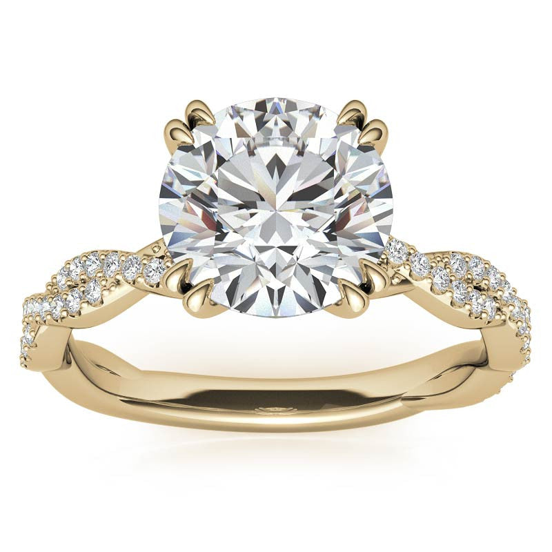 Round Brilliant Moissanite Infinity Double Prong Engagement Ring