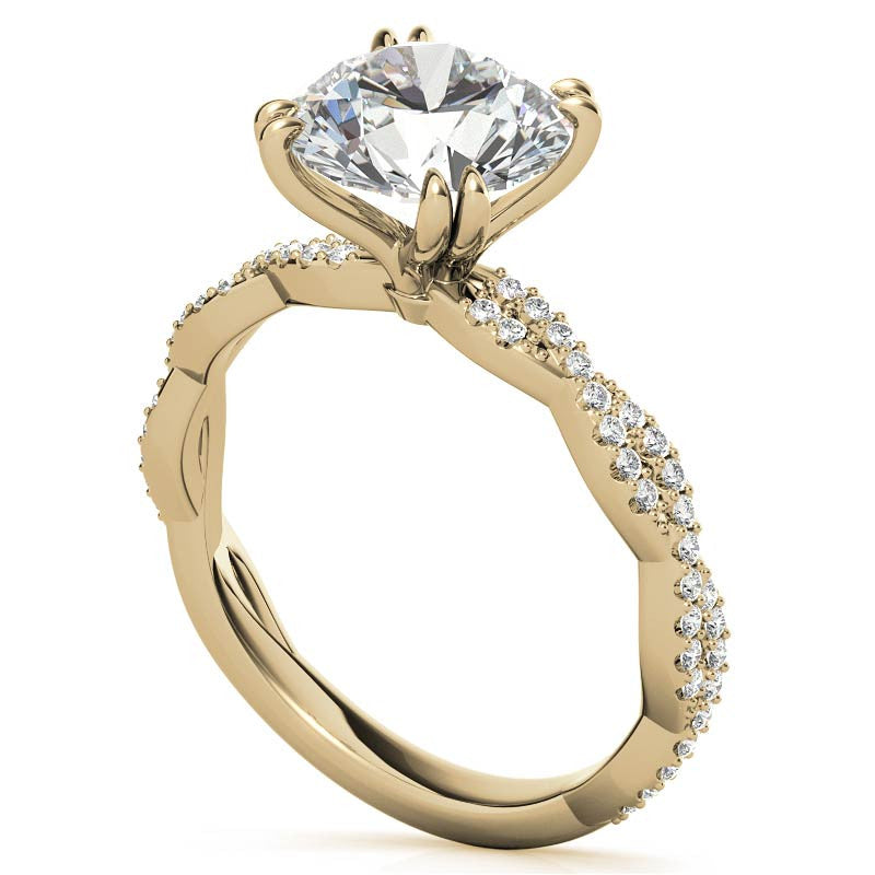 Round Brilliant Moissanite Infinity Double Prong Engagement Ring