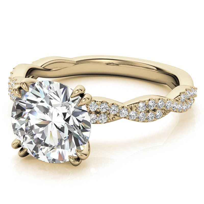 Round Brilliant Moissanite Infinity Double Prong Engagement Ring