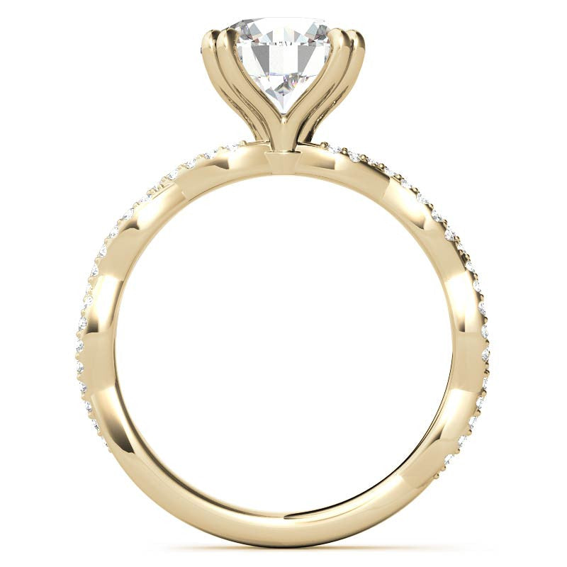 Round Brilliant Moissanite Infinity Double Prong Engagement Ring