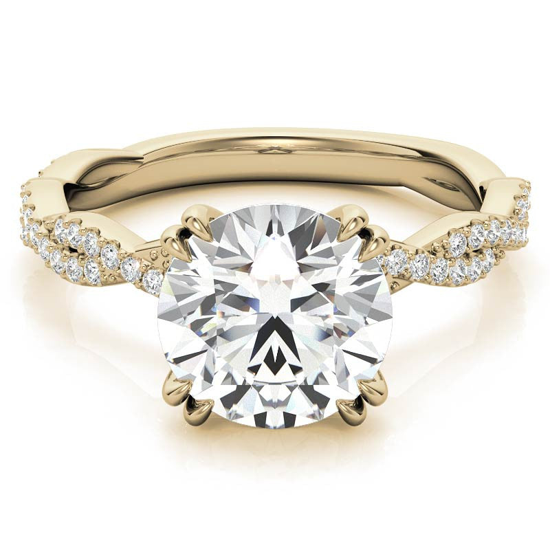 Round Brilliant Moissanite Infinity Double Prong Engagement Ring