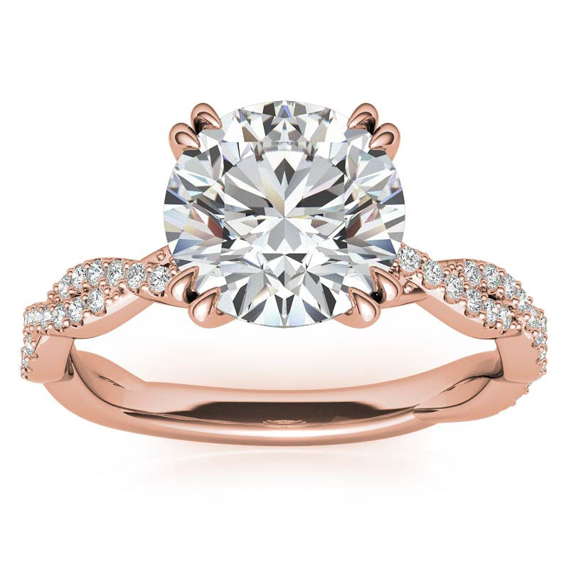 Round Brilliant Moissanite Infinity Double Prong Engagement Ring