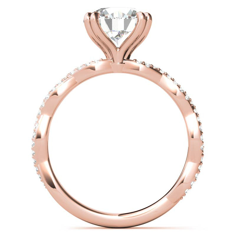 Round Brilliant Moissanite Infinity Double Prong Engagement Ring