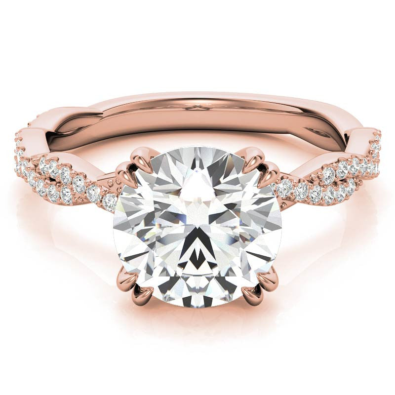 Round Brilliant Moissanite Infinity Double Prong Engagement Ring
