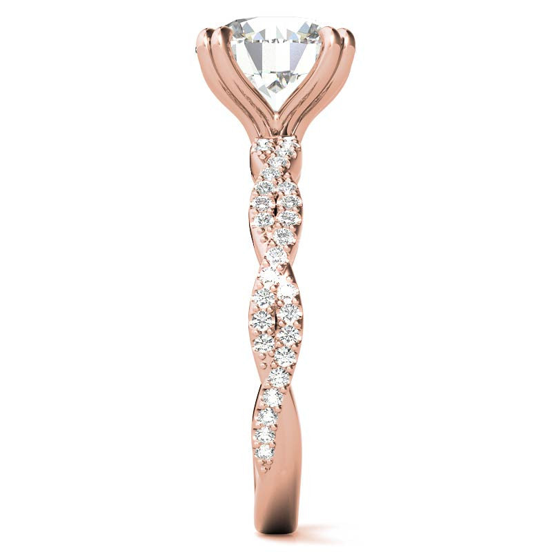 Round Brilliant Moissanite Infinity Double Prong Engagement Ring