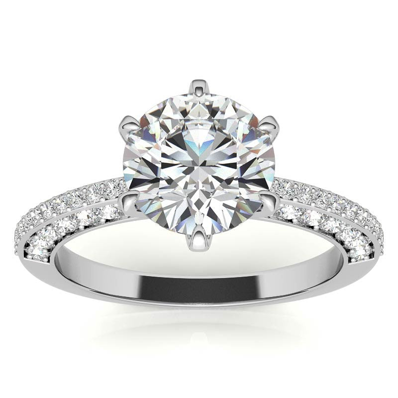 Round Brilliant Moissanite Knife Edge Engagement Ring