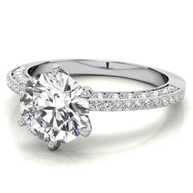 Round Brilliant Moissanite Knife Edge Engagement Ring
