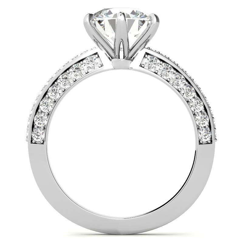 Round Brilliant Moissanite Knife Edge Engagement Ring