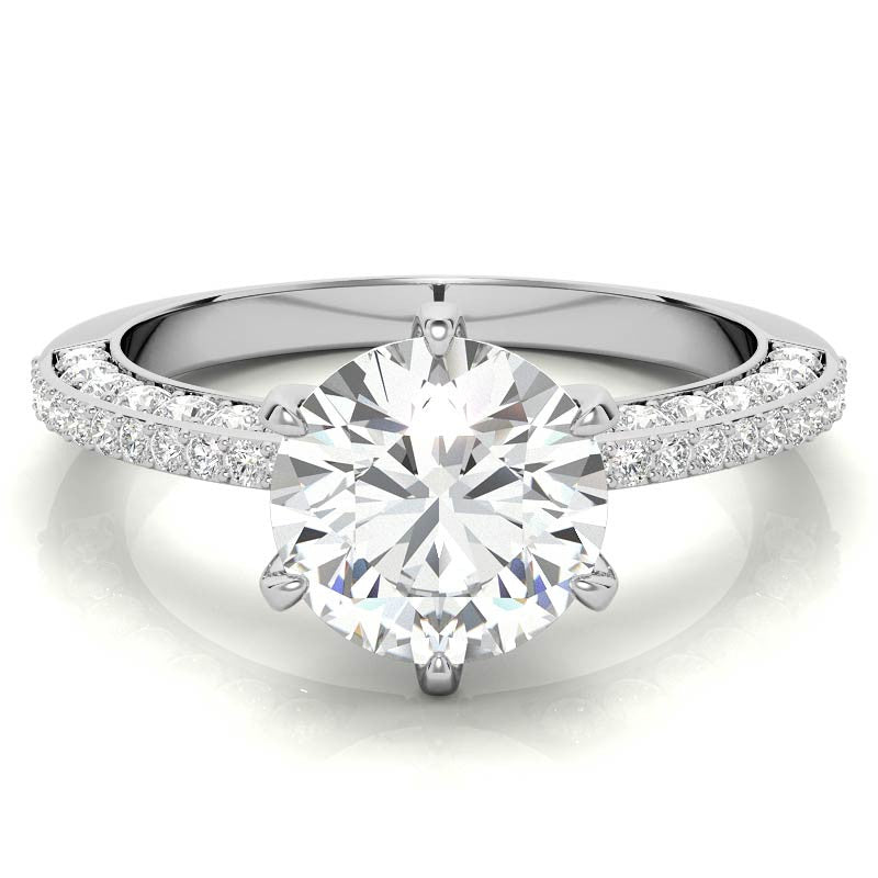 Round Brilliant Moissanite Knife Edge Engagement Ring