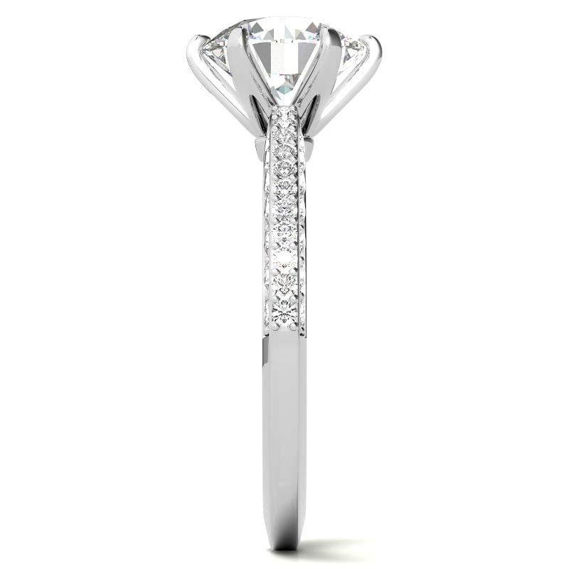 Round Brilliant Moissanite Knife Edge Engagement Ring