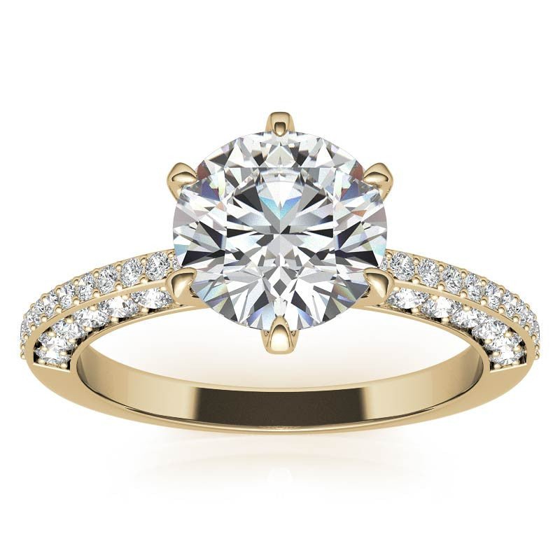 Round Brilliant Moissanite Knife Edge Engagement Ring