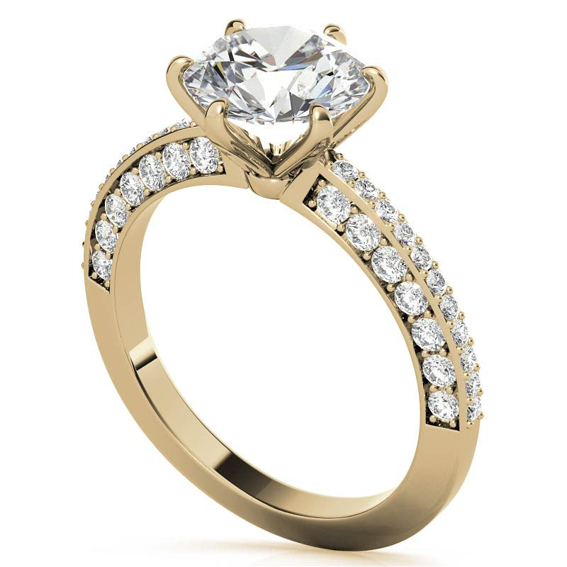 Round Brilliant Moissanite Knife Edge Engagement Ring