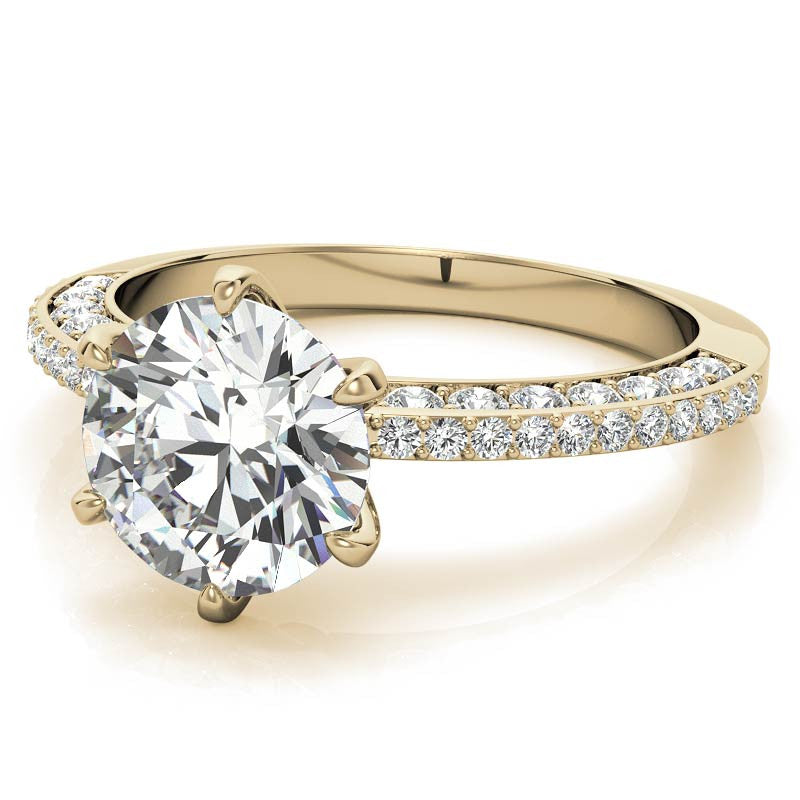 Round Brilliant Moissanite Knife Edge Engagement Ring