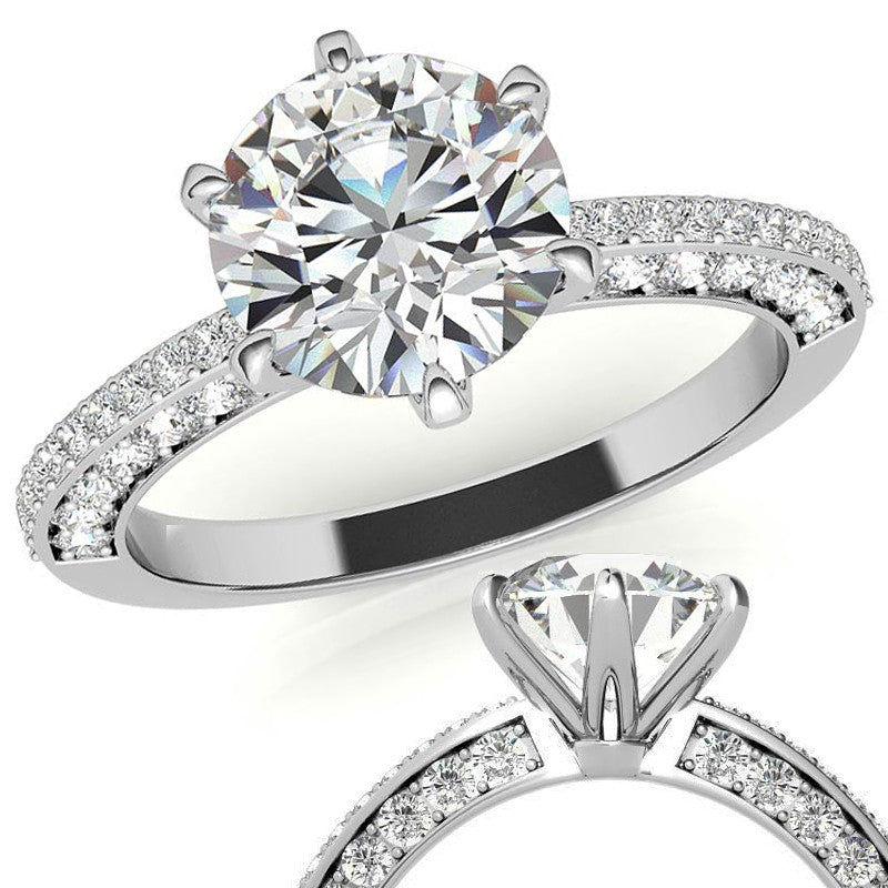 Round Brilliant Moissanite Knife Edge Engagement Ring