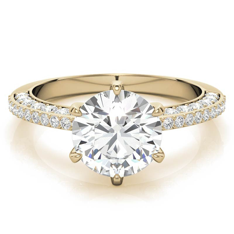 Round Brilliant Moissanite Knife Edge Engagement Ring