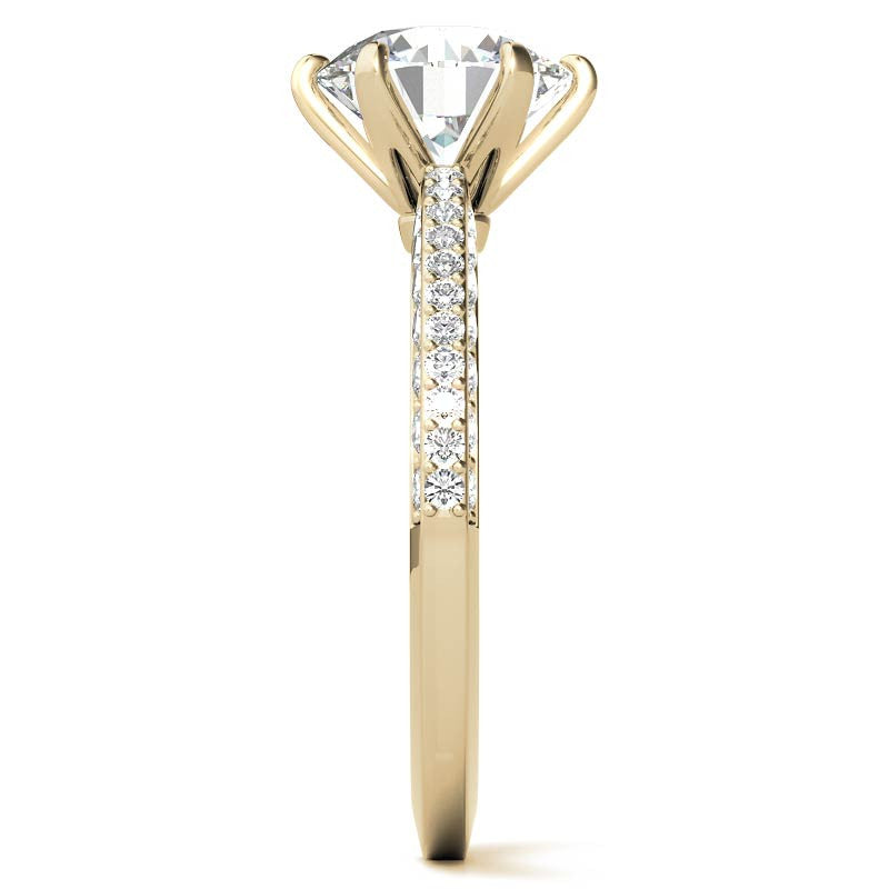 Round Brilliant Moissanite Knife Edge Engagement Ring