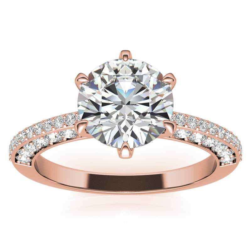 Round Brilliant Moissanite Knife Edge Engagement Ring