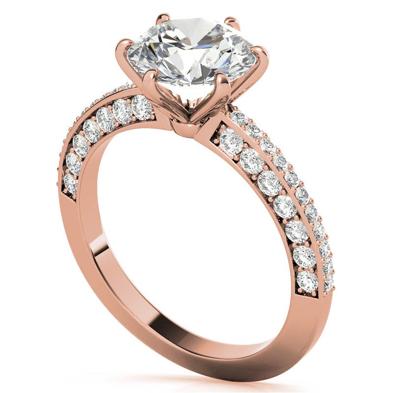Round Brilliant Moissanite Knife Edge Engagement Ring